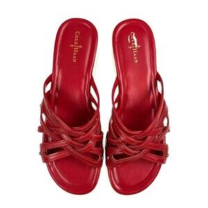 Cole Haan NikeAir Air Pocket G Red Leather Wedge Strappy Sandals US 9.5 B